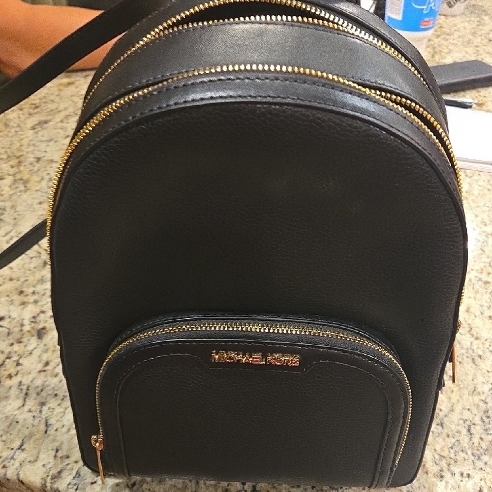Michael Kors Black and Gold Backpack
